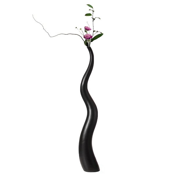 Uniquewise Tall Animal Horn Shape Floor Vase for Entryway Dining or Living Room, Ceramic Black 62 in. QI004040.L - main